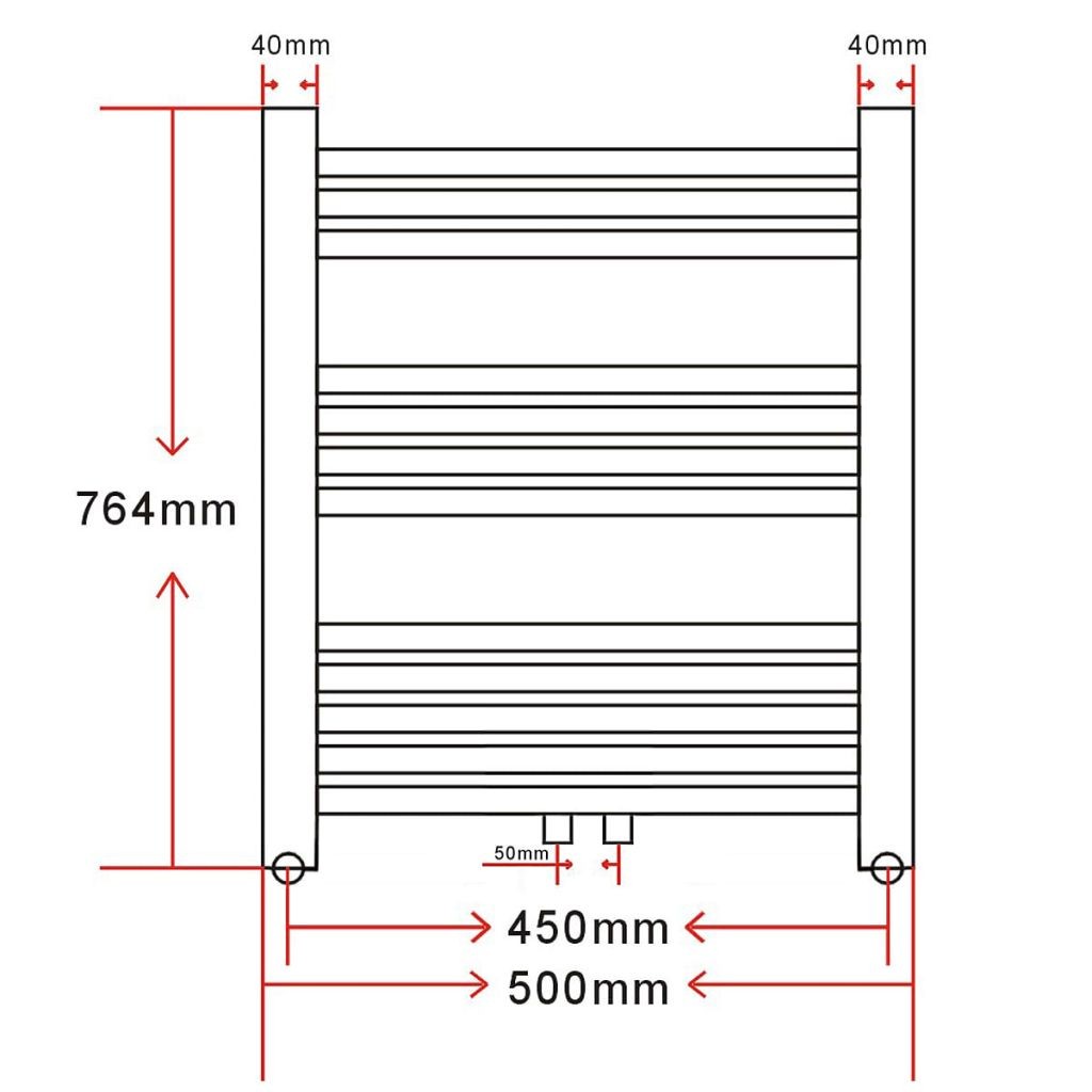 Bathroom Central Heating Towel Rail Radiator Straight 500 x 764 mm